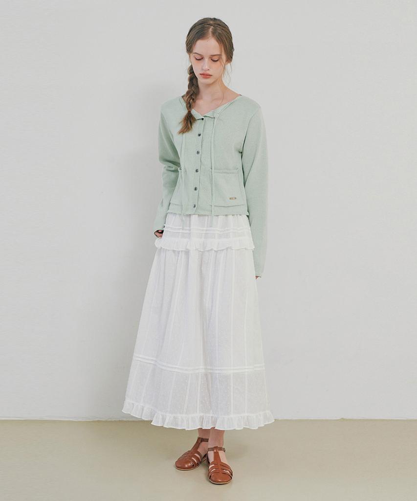 Belloel Frill Tiered Long Skirt Ivory