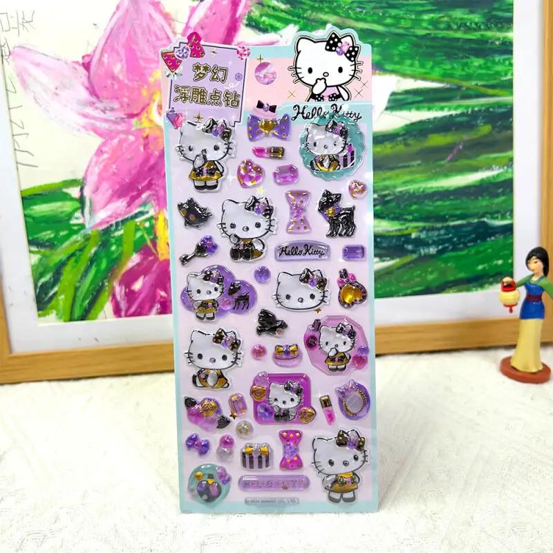Кавайные наклейки Sanrio HelloKitty 3D тисненые Наклейки для DIY чехла для мобильного телефона Наклейки для студенческой канцелярии Наклейки для личного дневника
