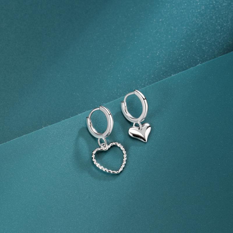 Korean Version of Tremella Buckle Temperament Earrings Asymmetrical Love Stud Earrings Niche Design Versatile Earrings Women