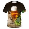3D Beer Printing Short Sleeved T-shirt Top Trend Men's T-shirts