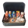 Mini Nativity Scene Figurine In Tin Box Portable Pocket Birth of Jesus Ornament Christmas Holy Family Jesus Sheep Statue Home Desk Shelf Decoration