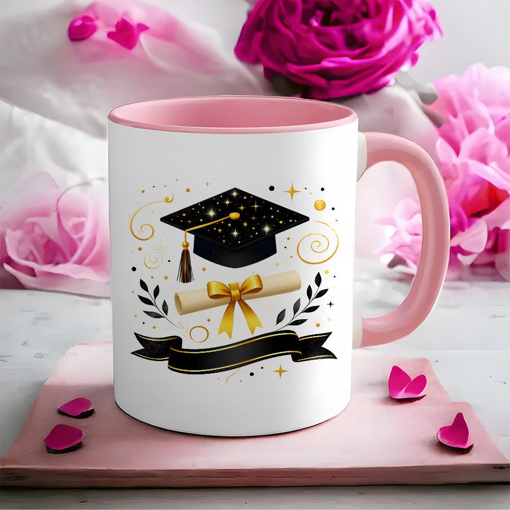 Multi-color graduation season ceramic cup creative gift mug large capacity coffee water cup