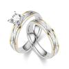 Elegant Titanium Steel Couple Rings: European & American Style, Two-Tone Gold with Diamonds - Trendy Korean Fashion Jewelry