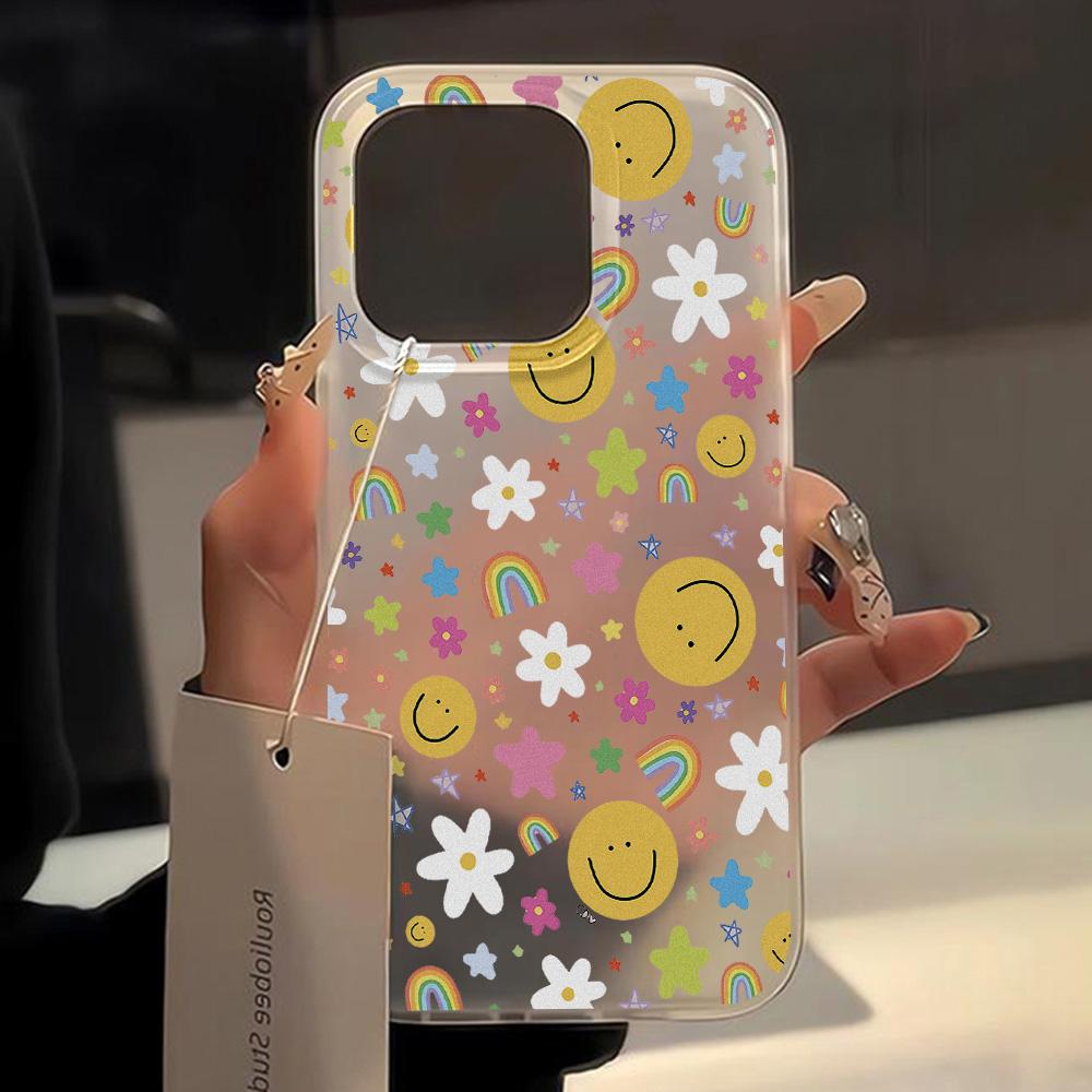 Cute Flower Love Heart Phone Case For iPhone 13 Case iPhone 15 12 14 11 16 Pro Max 12 13 Mini Shockproof Clear Cover Soft Funda
