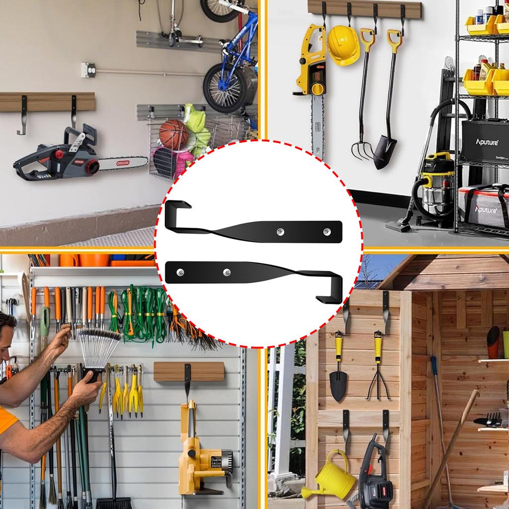 2 шт. Держатель для бензопилы из нержавеющей стали Сверхпрочная настенная стойка Органайзеры для организации гаража и хранения инструментов