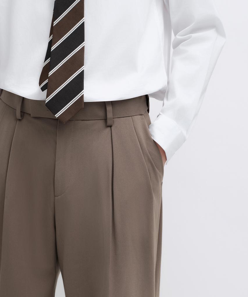 MUSINSA STANDARD Real Wide Hidden Banding Slacks [Dusty Beige]