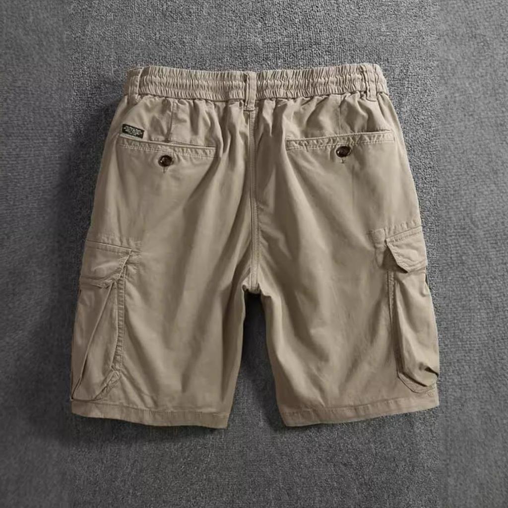 Men's American Retro Workwear Five-Point Shorts: Summer Comfort, Loose Fit, Multi-Pocket, Mid-Length