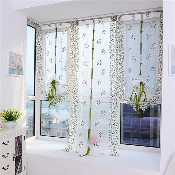 Римская короткая занавеска, кухонные шторы, балдахин, прозрачная тюль, занавеска с цветочной вышивкой и бабочкой, декор для домашнего окна