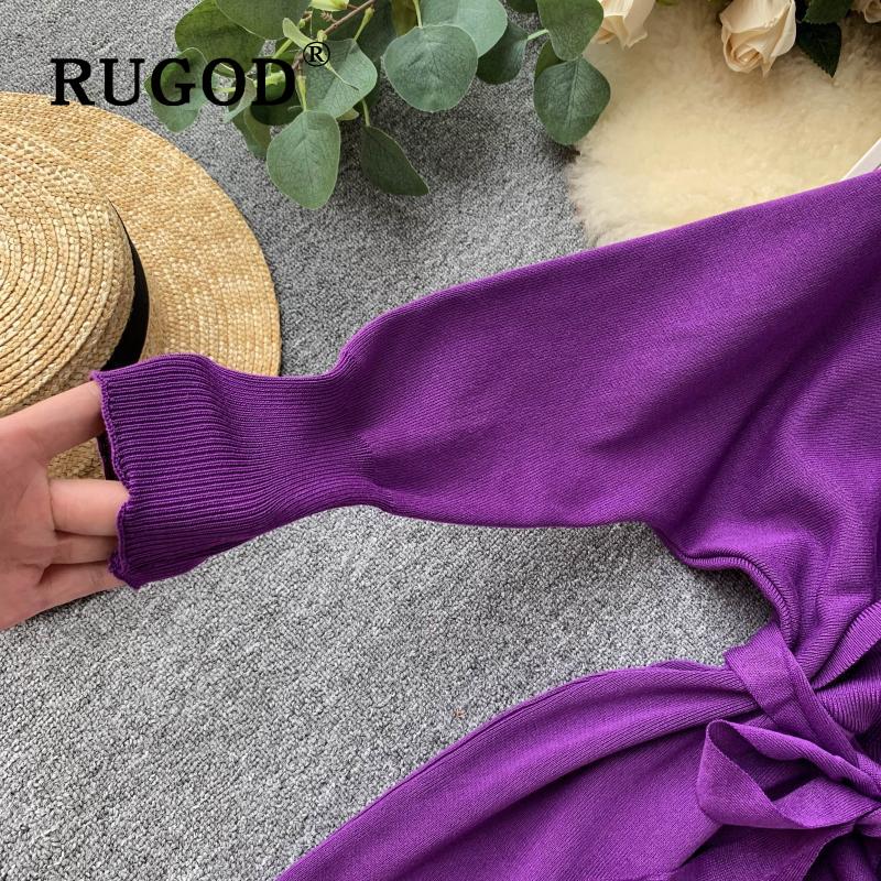 Stylish New Autumn Winter Bag Hip Sweater Dress Female Chic V-neck Bandage Dresses Sexy Women