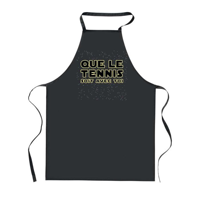 Tablier de cuisine - Tennis soit avec toi - Noir - Coton - Impression bretonne