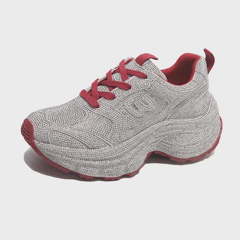 «Женские туфли для папы со стразами — модный, визуально увеличивающий рост стиль осени 2024 года с толстой подошвой для повседневной носки»