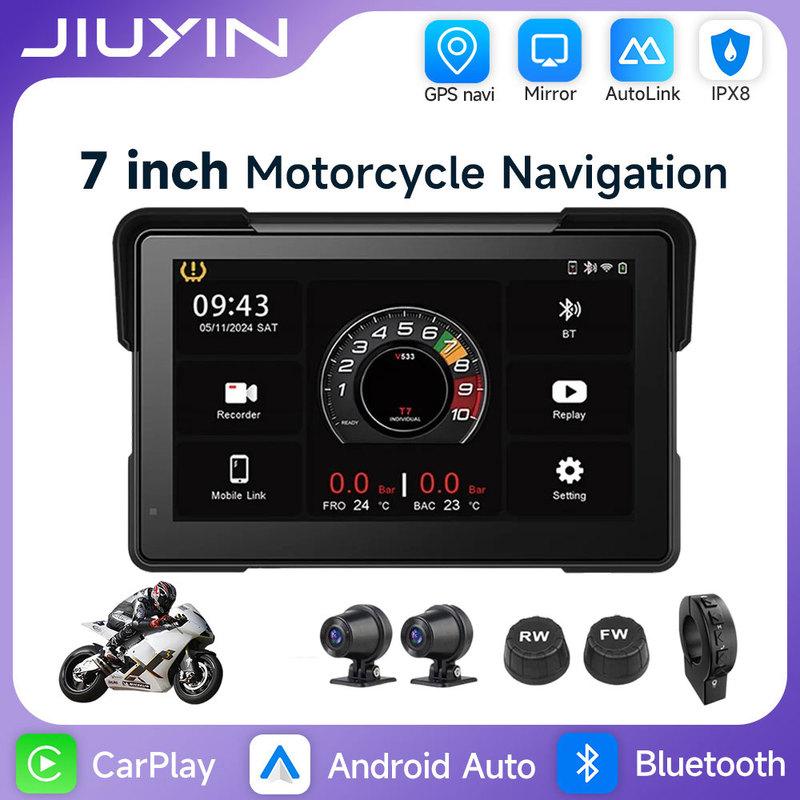 7 Inch Motorcycle Portable Navigation GPS Wireless Carplay Android Auto IP67 Waterproof Motorcycle 2K HD Touch Screen Display BT