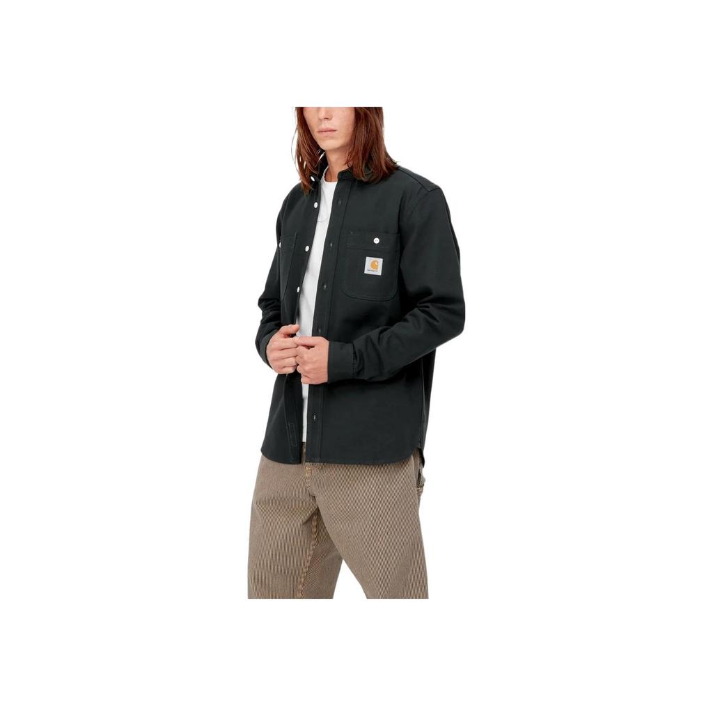 Carhartt WIP Однотонная рубашка с принтом логотипа, однобортная, с длинным рукавом, мужская рубашка I029827-0WE-01