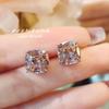 Fashion Princess Square Cut Earrings High Carbon Diamond Pink Yellow Gemstone Jewelry for Women