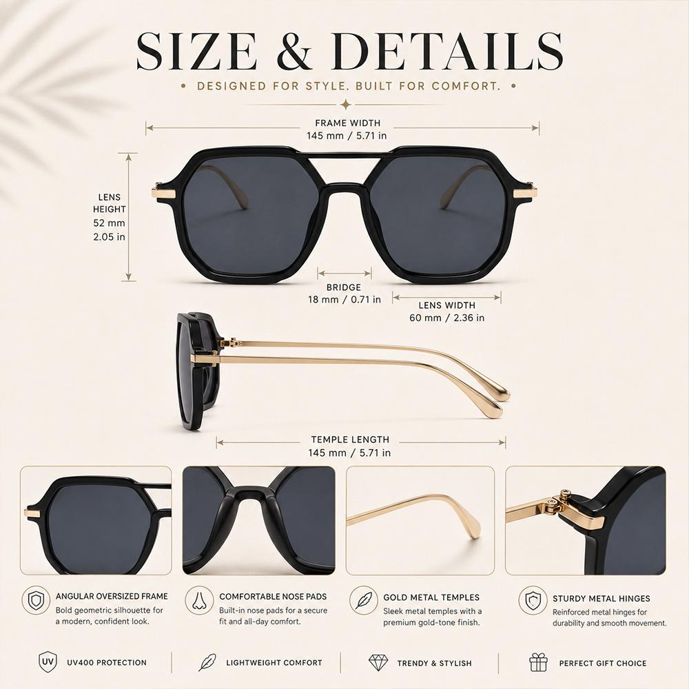 Retro Double Bridge Square Sunglasses Women Men Vintage UV400 Fashion Sun Glasses Daily Outdoor