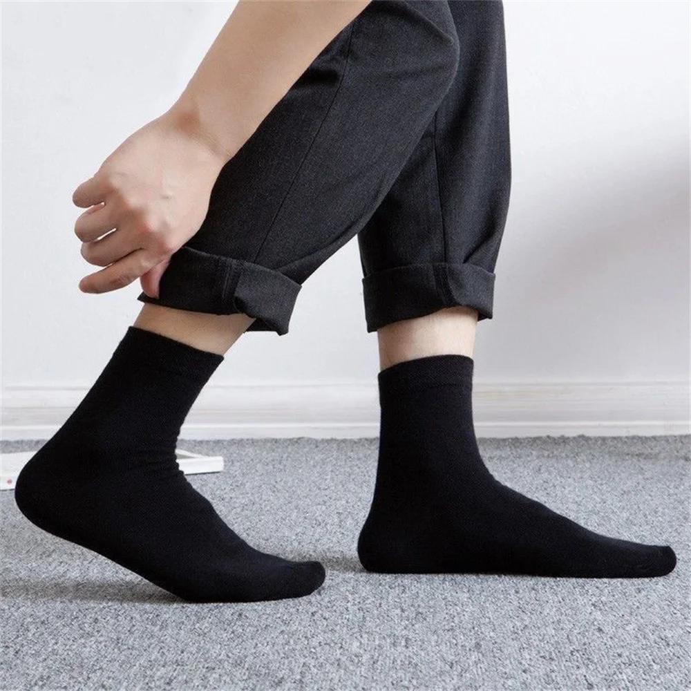 10 пар/набор Быстрая отправка Хлопковые носки средней длины Мужские Однотонные Антибактериальные Дезодорирующие Влагоотводящие Простые носки