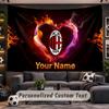 Wall Hanging Tapestry Custom NameAC Milan Pattern Personalized Printed Fabric Wall Decor