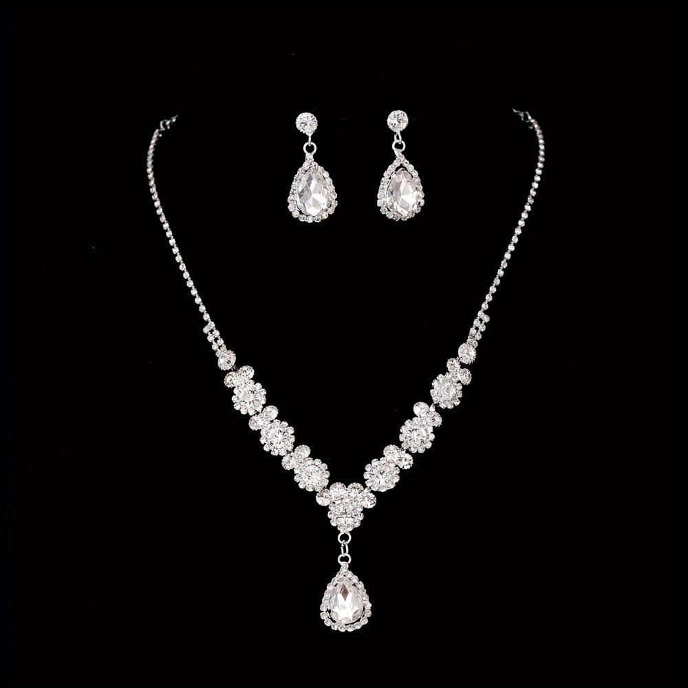 Элегантный европейский и американский набор колье и серег с цирконами для свадеб и вечерних платьев