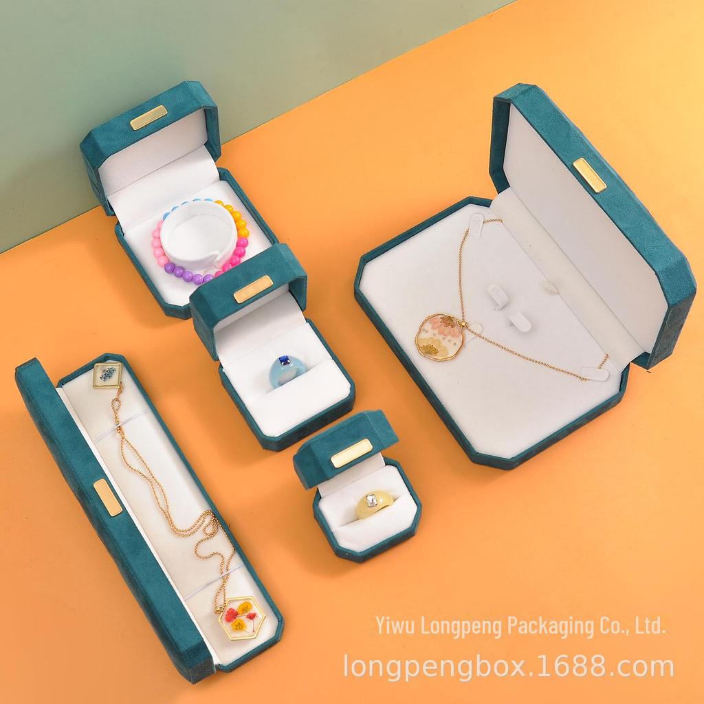 Восьмиугольная фланелевая шкатулка для ожерелья, браслета, кольца и кулона