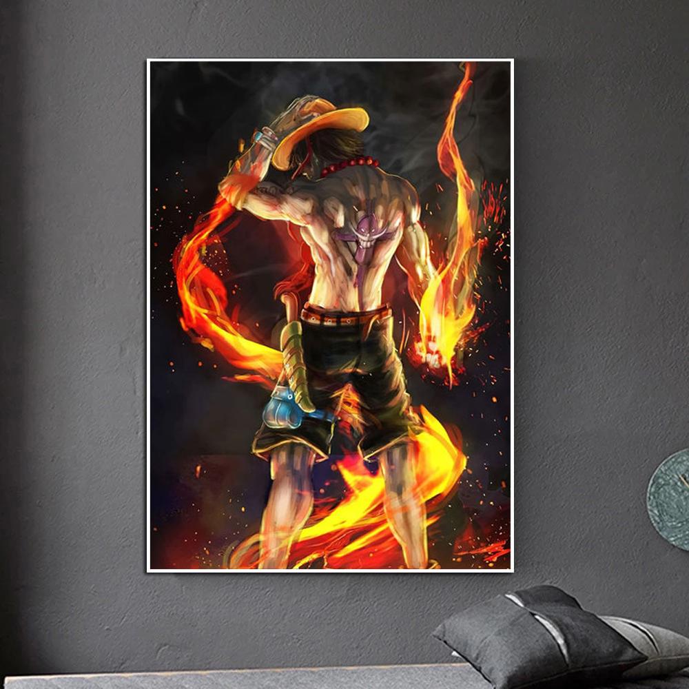 One Piece Аниме Луффи Плакат Искусство Череп Настенный Декор Отпечатки Холст Картина Настенная Картина для Детской Комнаты Японская Манга Домашний Декор Без Рамки