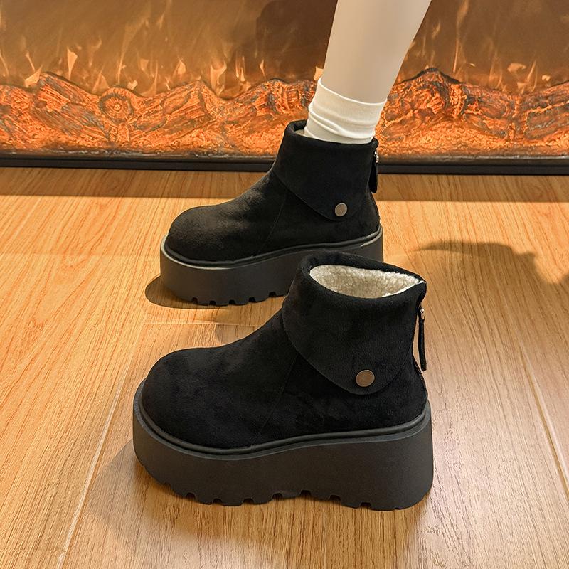 Женские зимние теплые меховые ботинки большого размера, утолщенные, на меху, зимние, ботильоны до щиколотки, нескользящие, для пеших прогулок, спортивные, с большой головой, хлопковые туфли