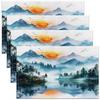 Mountain Lake Placemats Set of 4 18"x12" Kids Blue Tree Table Place Mats Boys Girls Lakeside Sunset Placemat