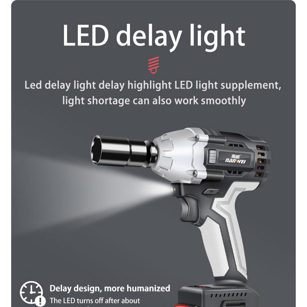 NANWEI Промышленный бесщеточный литиевый ключ 380N Аккумуляторный электрический ключ с высоким крутящим моментом Легкое снятие автомобильных шин