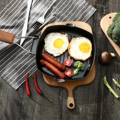 Сковорода для стейков Konco 20/24/28 см, железная, с антипригарным покрытием, складная, квадратная, с рифленой полоской, кухонные принадлежности