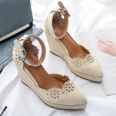 Весенние летние туфли женские на высоком каблуке ретро брендовые женские туфли на танкетке элегантные женские туфли для вечеринок на танкетке 10 см черные A3541