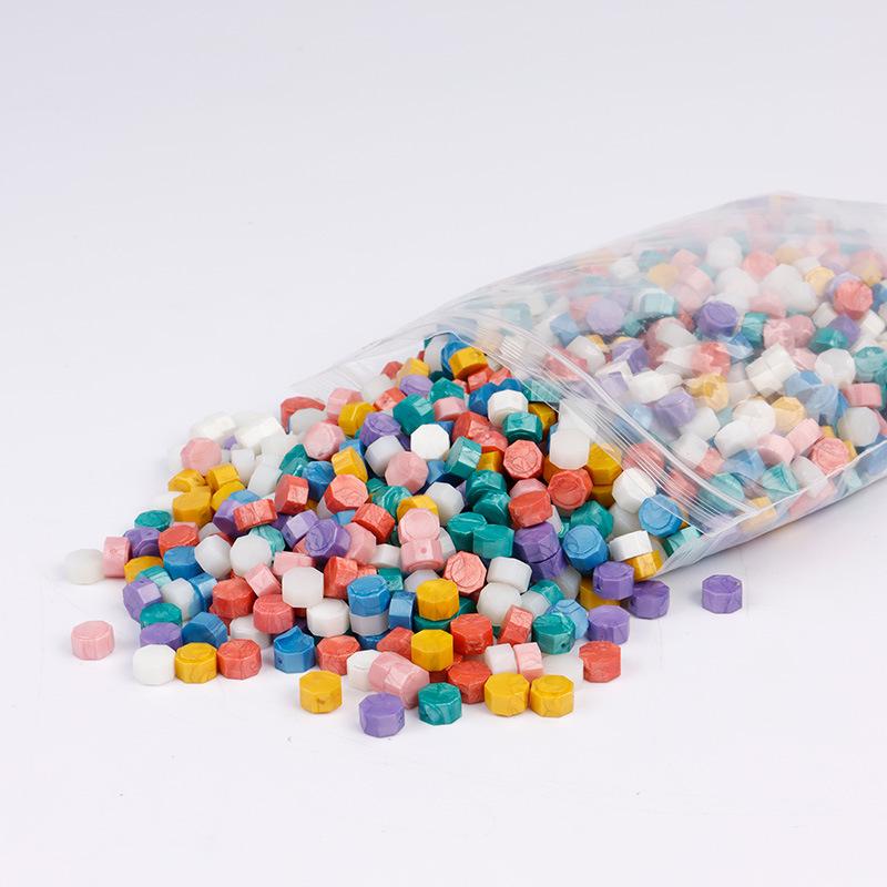 Pearlescent Iridescent Sealing Wax Stamp Set with Octagonal Wax Granules