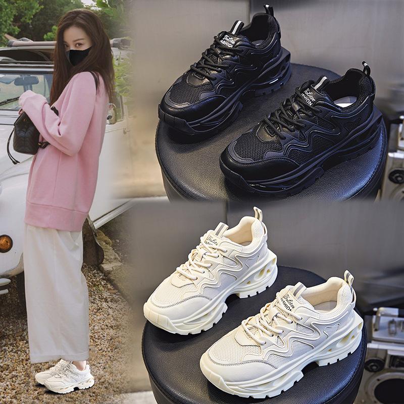 Absorbent sole dad shoes spring 2025 new leather women's shoes sports running shoes children's thick sole heightening casual shoes