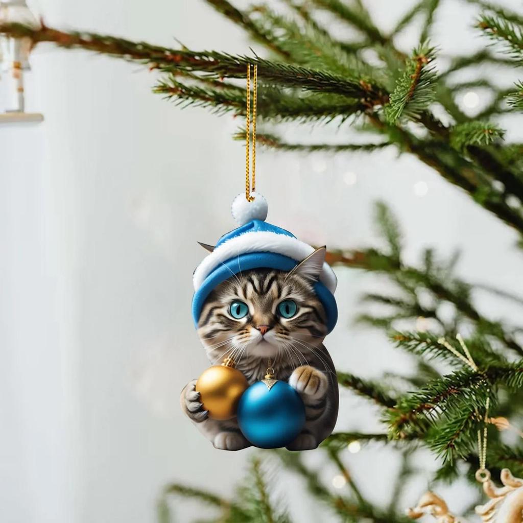 Мультфильм милый кот 2023 рождественские украшения подвесные украшения подарок Рождественская подвесная елка персонализированный кулон товары для вечеринок