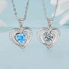 Elegant Ocean Heart Pendant Necklace: Trendy Sea Blue Heart-Shaped Jewelry for Women