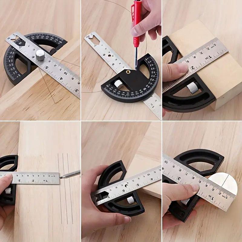 180 ° Multi-Function Angle Gauge Goniometer Ruler Goniometer Angle Carpenter Scribing Woodworking Edge Ruler Measuring Tools