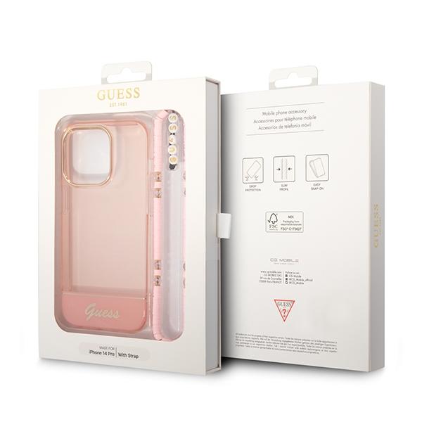 Etui do iPhone 14 Pro Max Guess Translucent Pearl Różowe