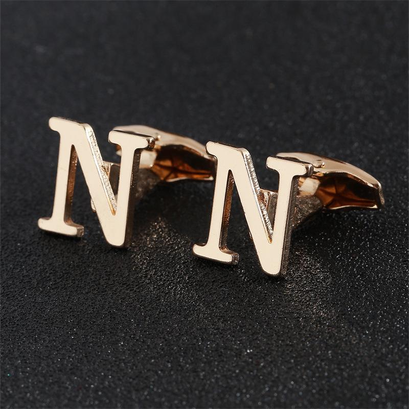 Эксклюзивные мужские запонки в виде золотых букв алфавита - Элегантный дизайн для французских рубашек