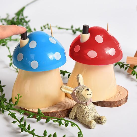 Press Design Automatic Toothpick Holder Dustproof Large Capacity Creative Mushroom Shaped Table Toothpick Storage Box for Home KTJ