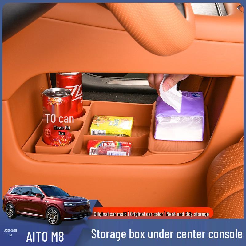 AITO M8 Center Console Silicone Storage Box - Fits 26 Models, Decorative Car Interior Accessory