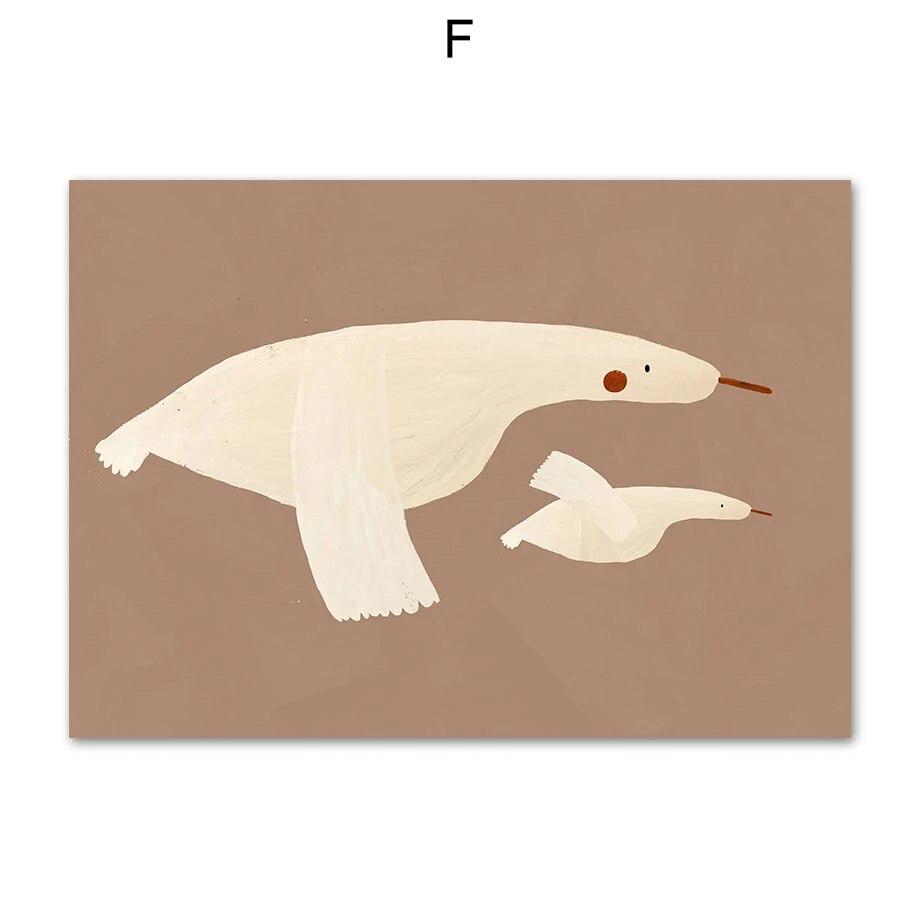 Бохо мультфильм кролик мышь гусь медсестра настенная живопись на холсте скандинавский ретро постер и принты настенная картина декор для детской комнаты (с рамкой)