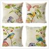 Village Style Rural Flower And Bird Sofa Pillow Cover Linen Spring Cushion Cover Car Waist Backrest Cover