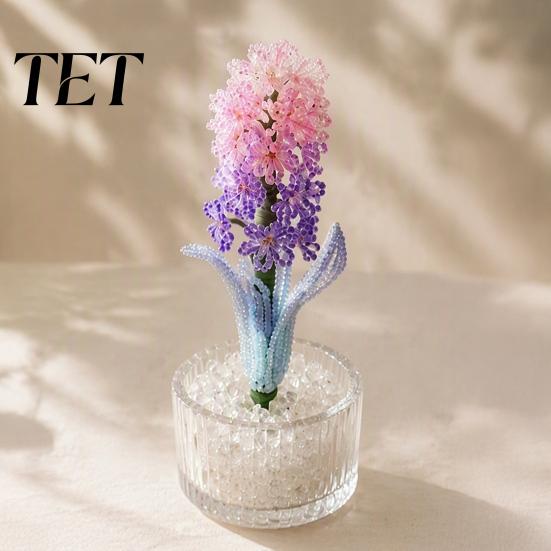 Artistic Beaded Floral Decor DIY Hyacinth Kit, 3D Beading Flower Art Crafts Set, Set Handmade Themed Kit for Kids Adults Beginners Handcrafted