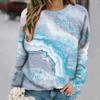 Marbled Print Women's T-shirts Autumn/Winter Casual Long Sleeves Designer Clothing Tops Loose  Sweatshirts