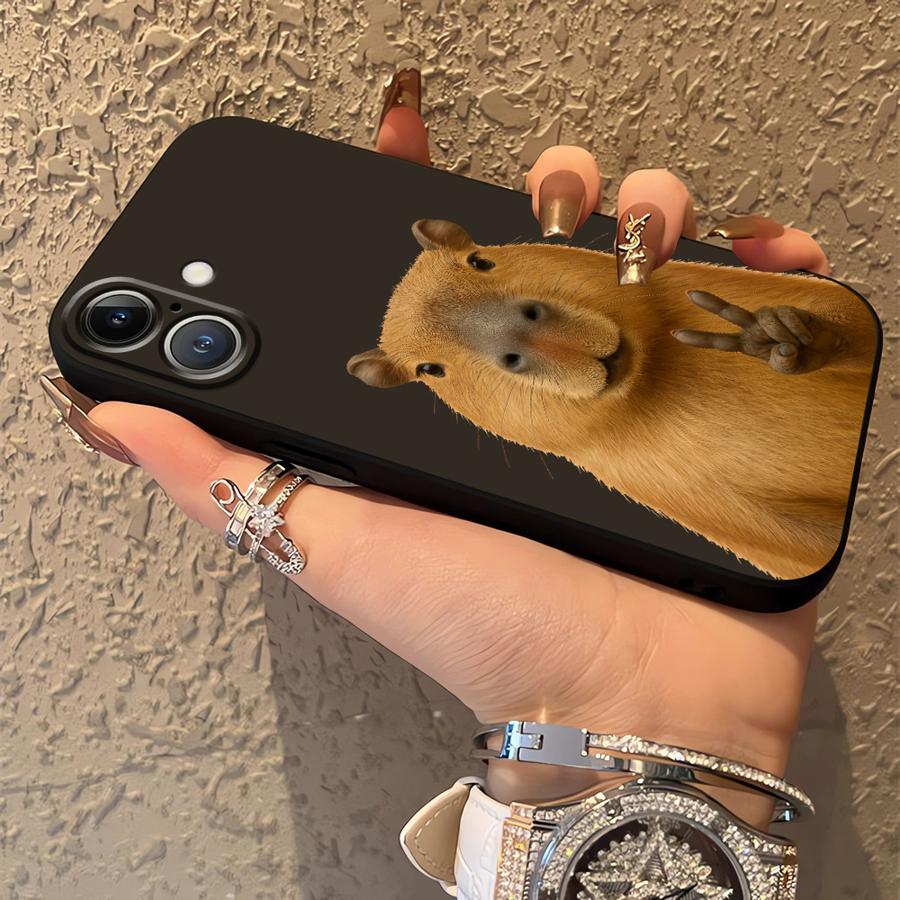 Чехол для iPhone 17Air 13 Mini 17 16 Pro Max SE X XS XR 14 15 Plus 7 8 12 11 Мягкая задняя крышка телефона Милый капибара