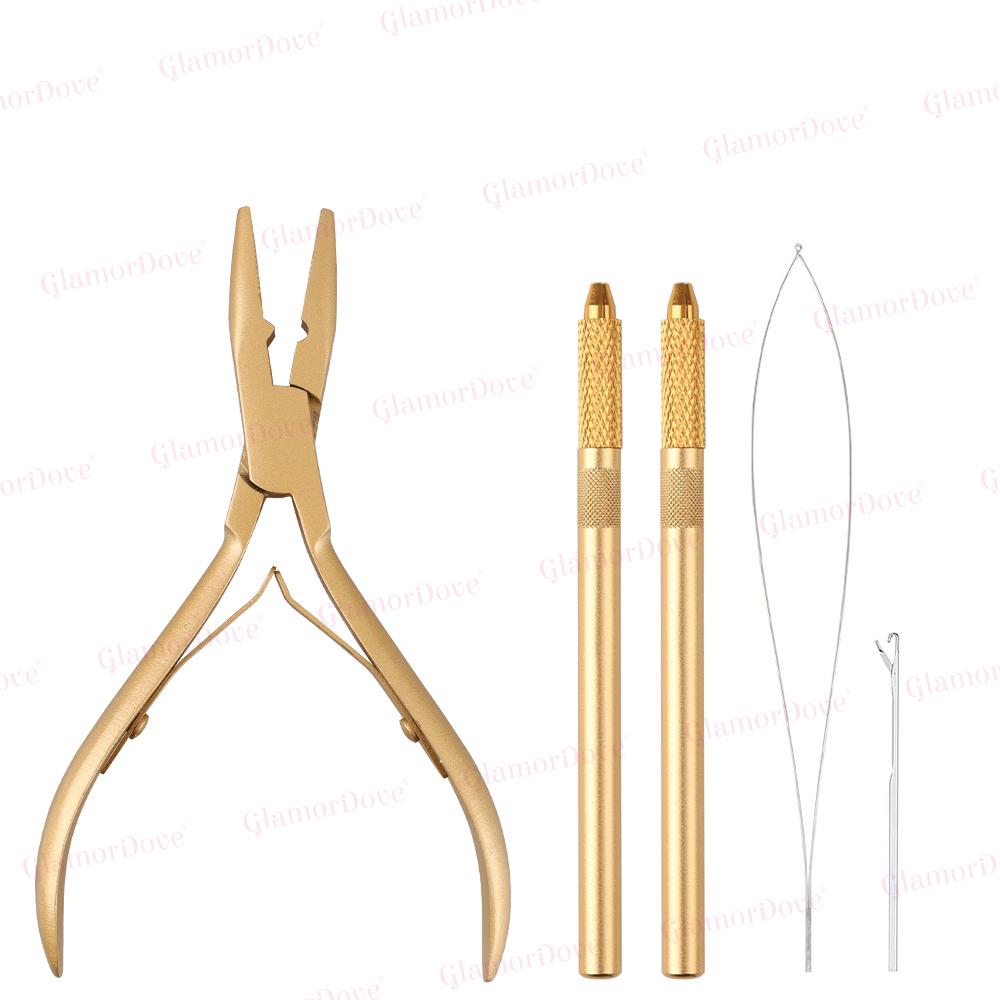Набор матовых черных инструментов для наращивания волос, набор плоскогубцев для наращивания волос, инструмент для салона