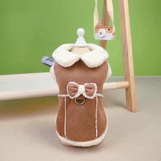 Cute Stylish Pet Cotton Coat Button Closing with Traction Rope Buckle Thickened Small Medium Dogs Tractable Cotton Coat