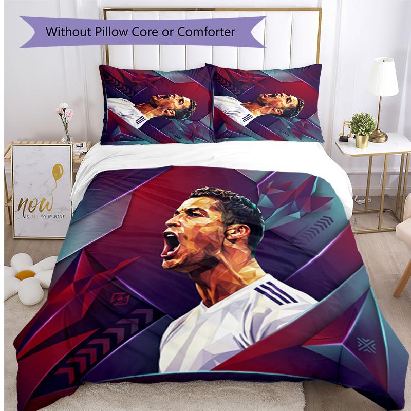 Cristiano Ronaldo Printed Bedding 3 Piece Set Cozy Breathable Bed Cover Set as Housewarming Holiday Gift