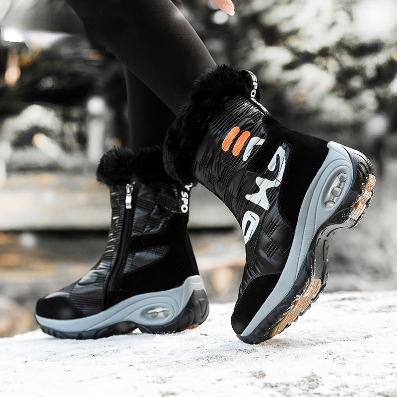 Women's Boots Snow Boots Winter  Platform Shoes High Leather Boots Leather Warm and Waterproof Comfortable High Boots Platform
