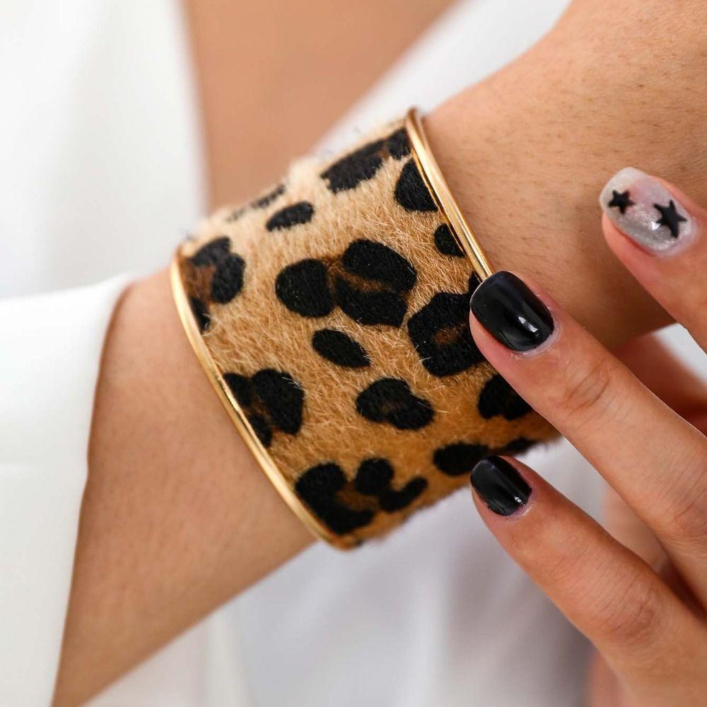 Европейско-американский стиль, браслеты с леопардовым принтом, дизайн меньшинства, преувеличенный браслет, женский