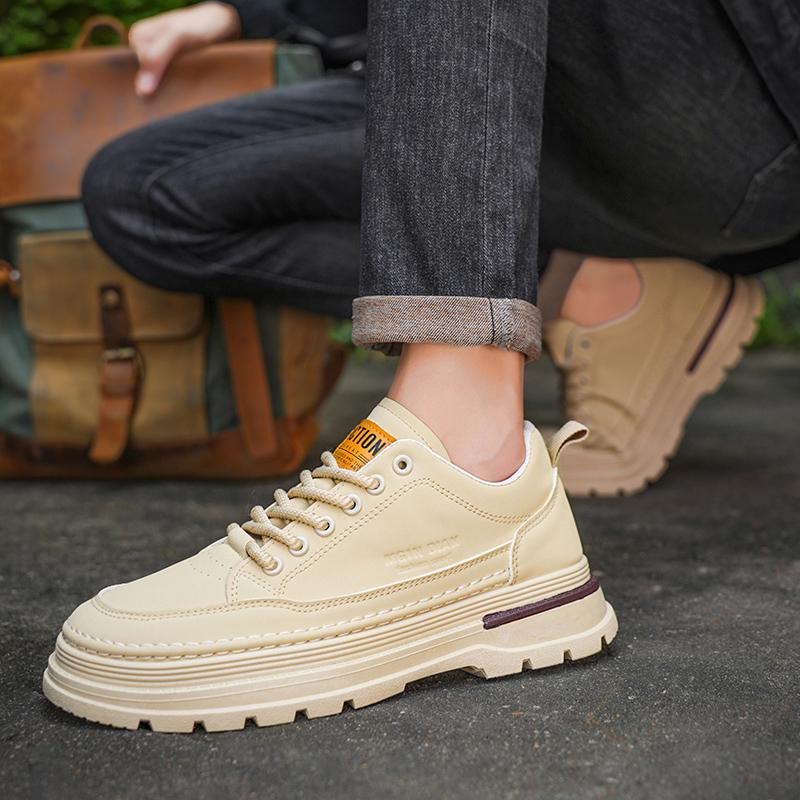 Модные мужские кроссовки Sheos, новые мужские кроссовки на толстой подошве, модные роскошные кожаные повседневные рабочие кроссовки для мотоциклистов 2024