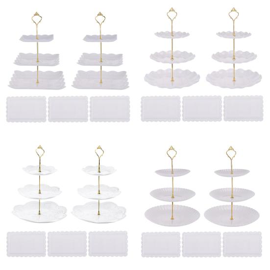 3-Tier Cupcake Stand Holder Plastic Serving Platter for Afternoon Tea Dessert Display Stand for Weddings Parties